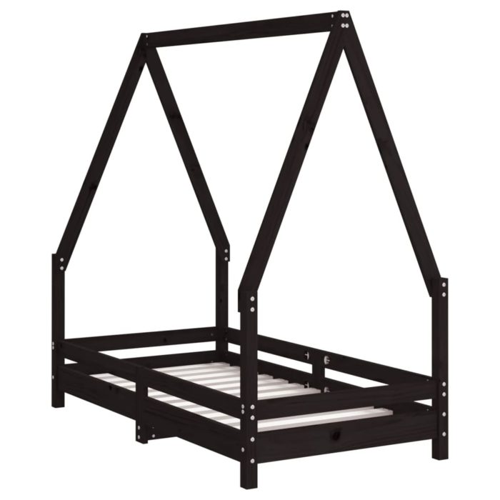 vidaXL Barnesengeramme svart 70×140 cm heltre furu