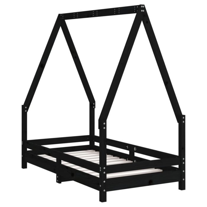 vidaXL Barnesengeramme svart 70×140 cm heltre furu