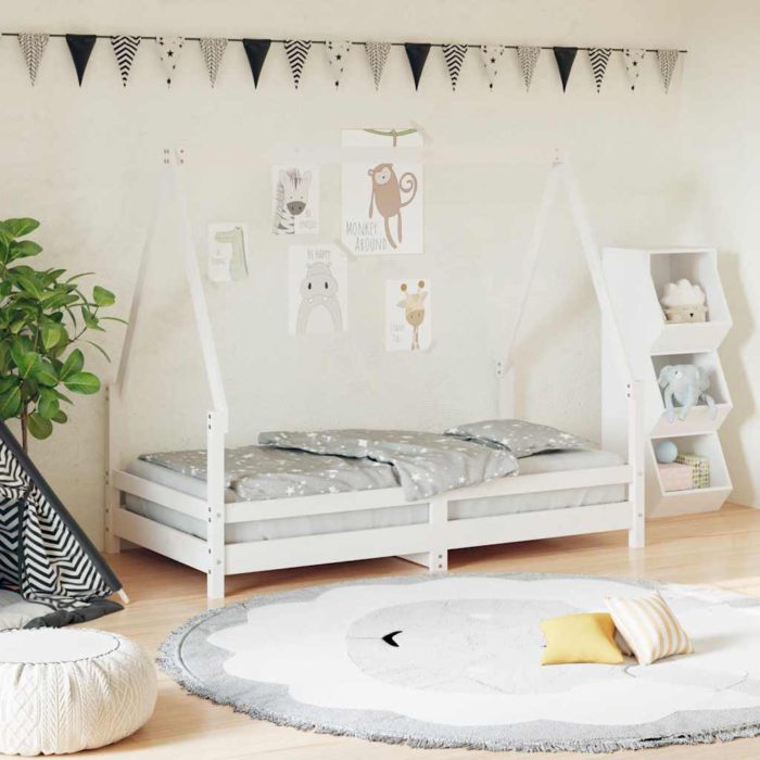 vidaXL Barnesengeramme hvit 80×160 cm heltre furu