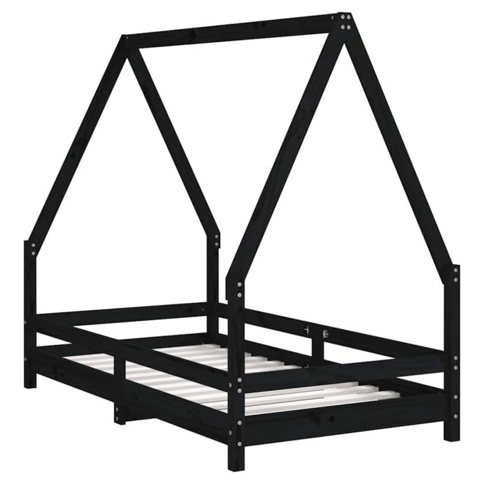 vidaXL Barnesengeramme svart 80×160 cm heltre furu