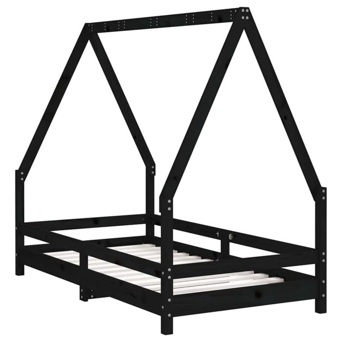 vidaXL Barnesengeramme svart 80×160 cm heltre furu
