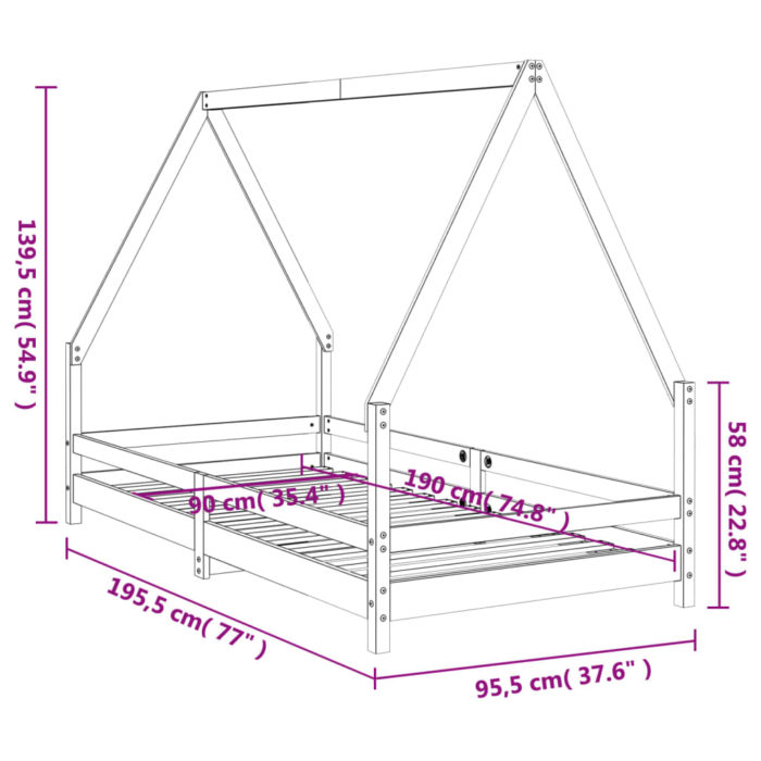 vidaXL Barnesengeramme 90×190 cm heltre furu