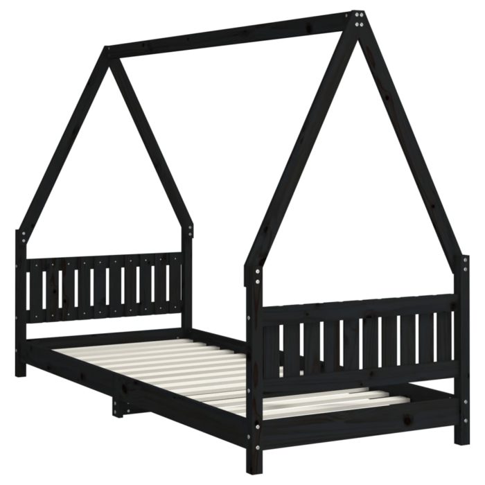vidaXL Barnesengeramme svart 80×200 cm heltre furu