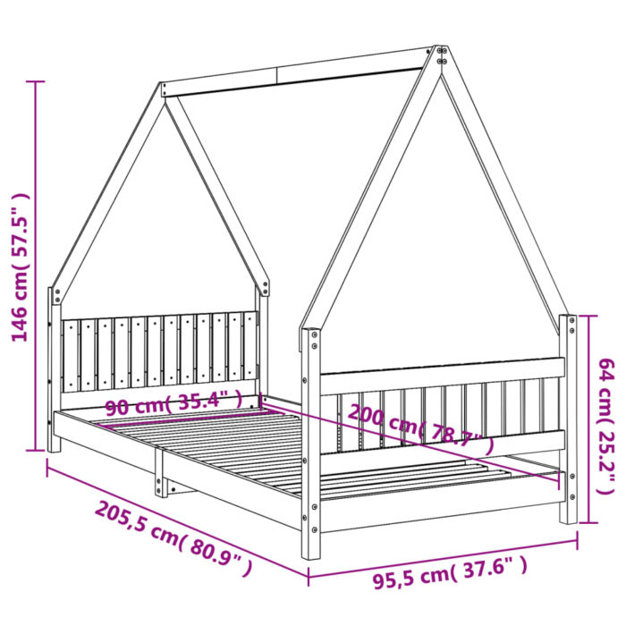 vidaXL Barnesengeramme 90×200 cm heltre furu
