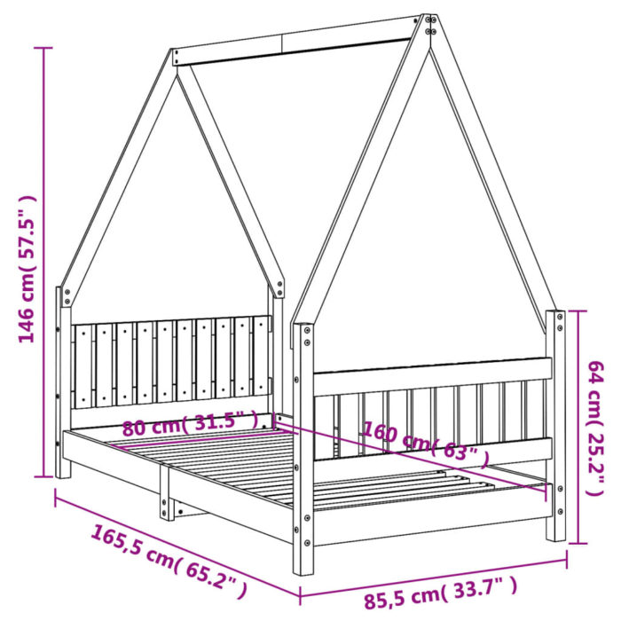 vidaXL Barnesengeramme 80×160 cm heltre furu