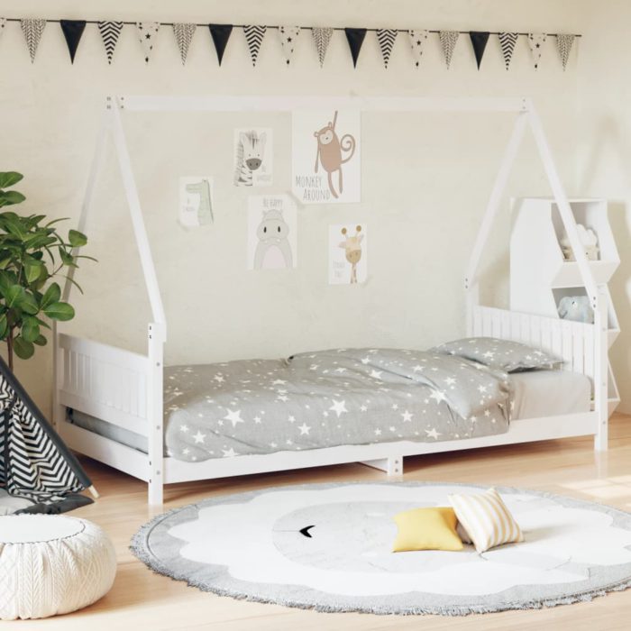 vidaXL Barnesengeramme hvit 90×190 cm heltre furu