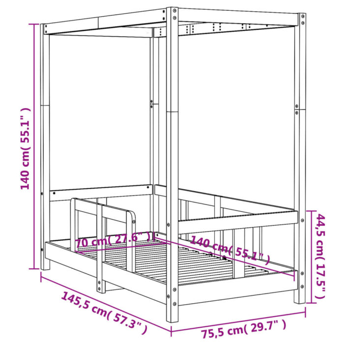 vidaXL Barnesengeramme 70×140 cm heltre furu