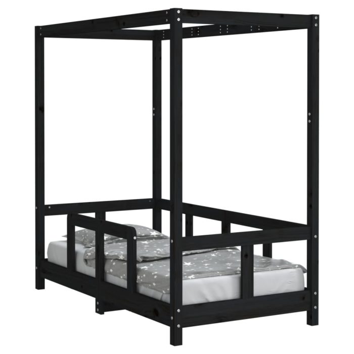 vidaXL Barnesengeramme svart 70×140 cm heltre furu