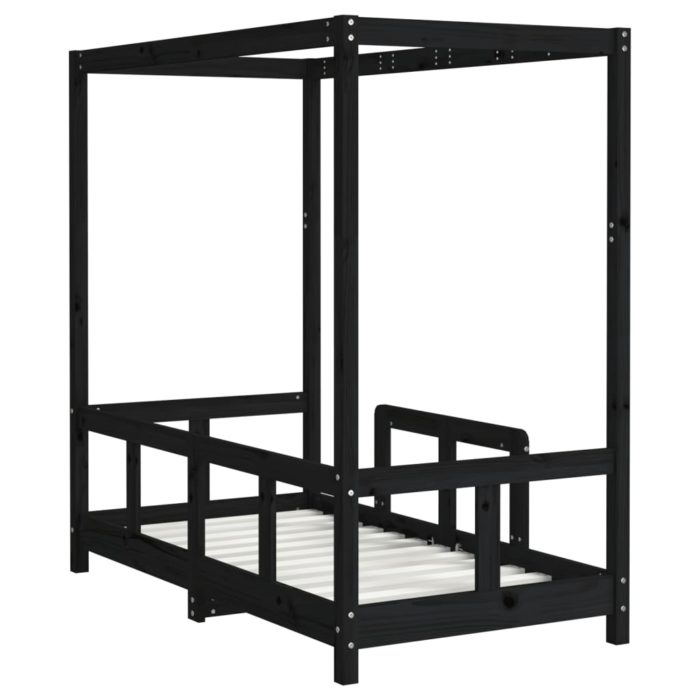vidaXL Barnesengeramme svart 70×140 cm heltre furu