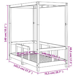 vidaXL Barnesengeramme svart 70×140 cm heltre furu