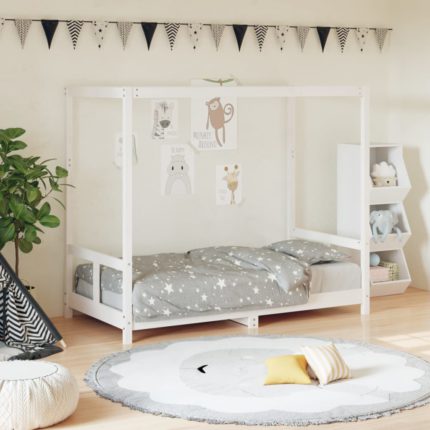vidaXL Barnesengeramme hvit 80×160 cm heltre furu