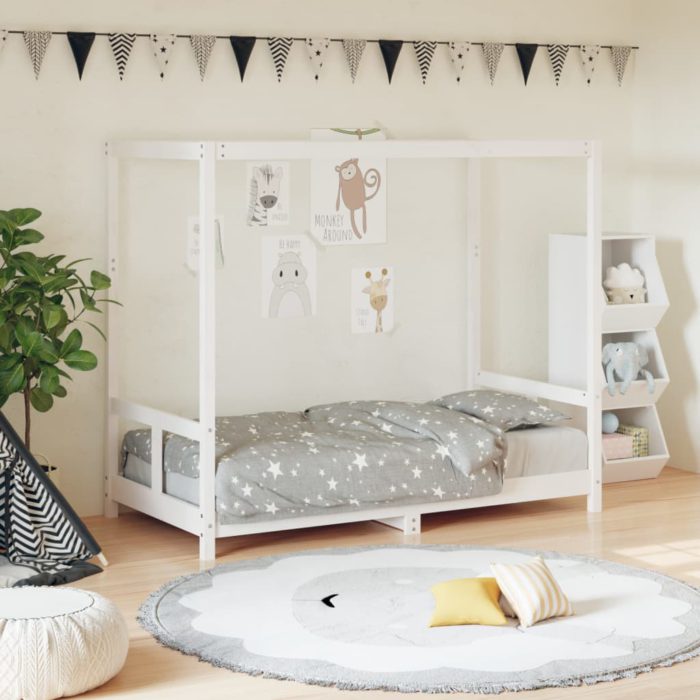 vidaXL Barnesengeramme hvit 80×160 cm heltre furu
