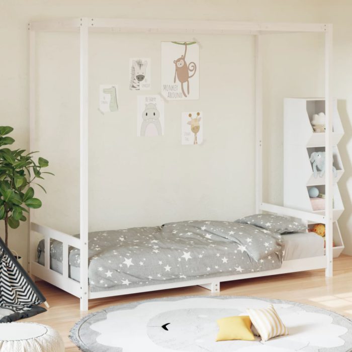 vidaXL Barnesengeramme hvit 90×190 cm heltre furu