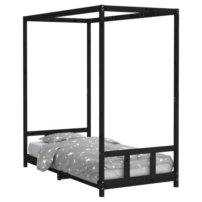 vidaXL Barnesengeramme svart 90×190 cm heltre furu