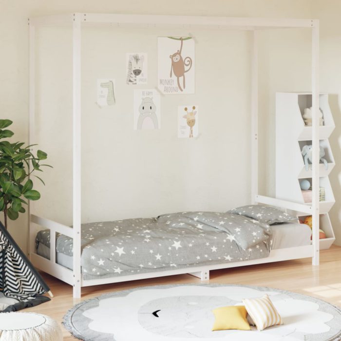 vidaXL Barnesengeramme hvit 80×200 cm heltre furu