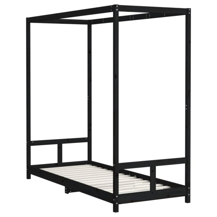 vidaXL Barnesengeramme svart 80×200 cm heltre furu