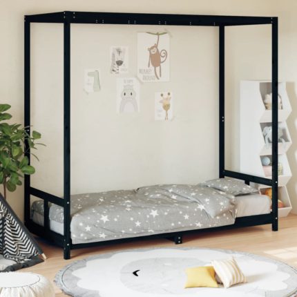 vidaXL Barnesengeramme svart 80×200 cm heltre furu