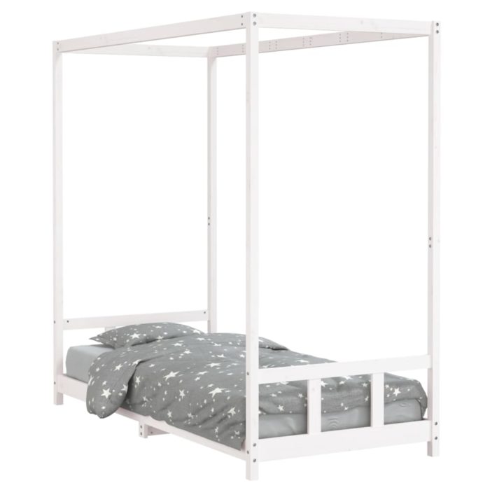 vidaXL Barnesengeramme hvit 90×200 cm heltre furu