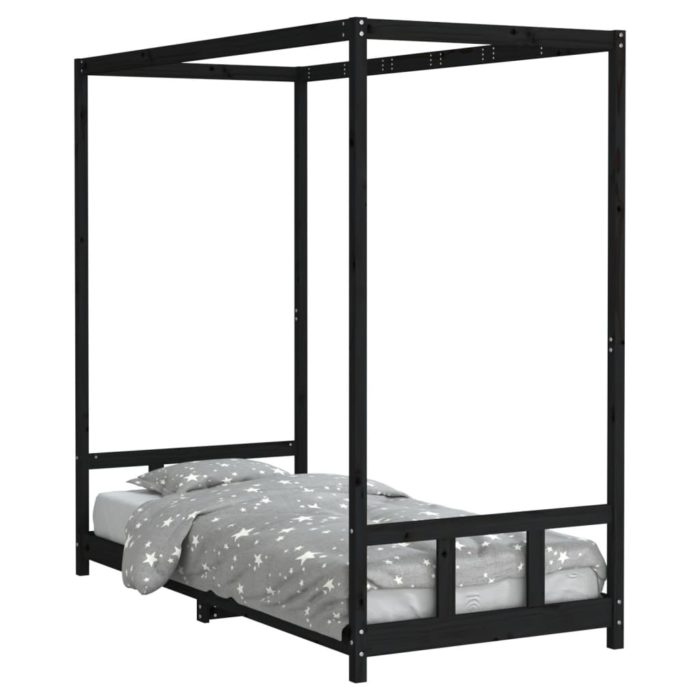 vidaXL Barnesengeramme svart 90×200 cm heltre furu