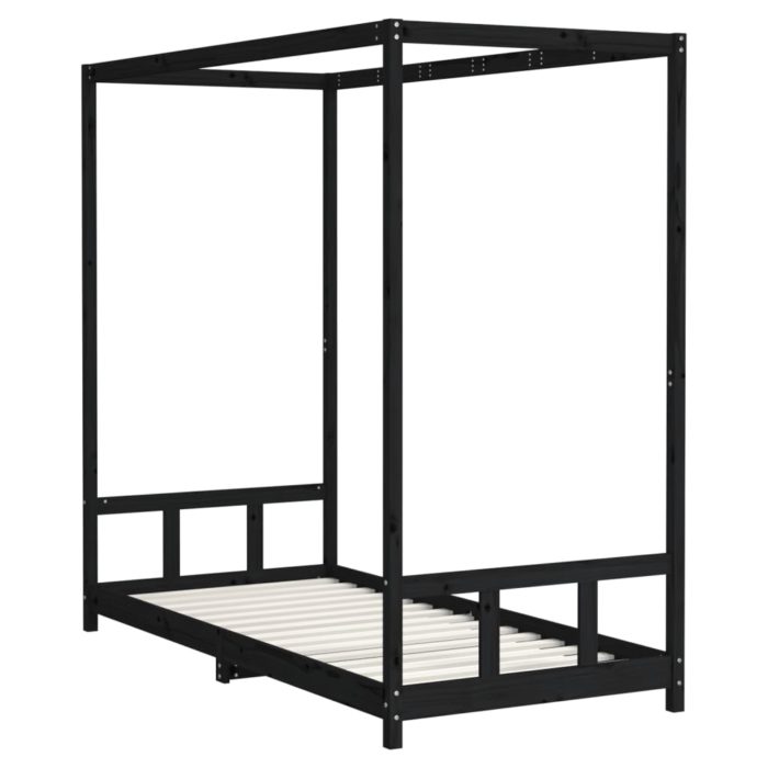 vidaXL Barnesengeramme svart 90×200 cm heltre furu
