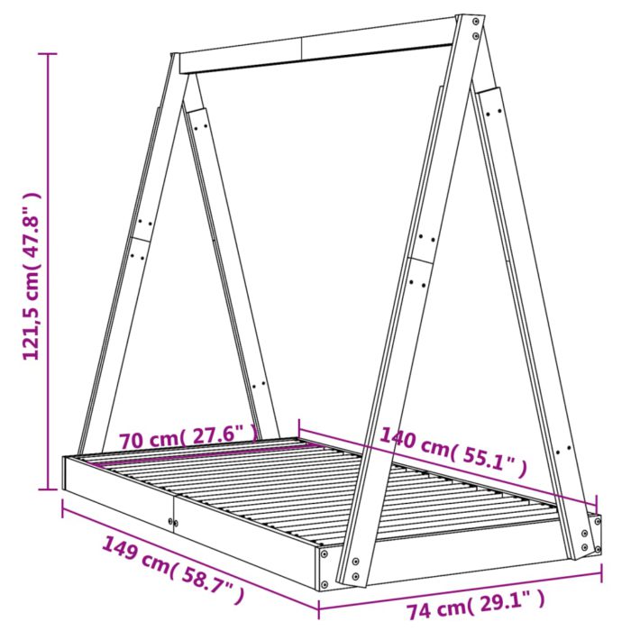 vidaXL Barnesengeramme hvit 70×140 cm heltre furu
