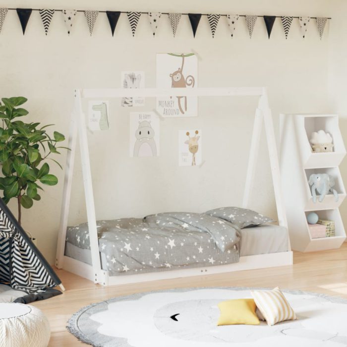 vidaXL Barnesengeramme hvit 70×140 cm heltre furu