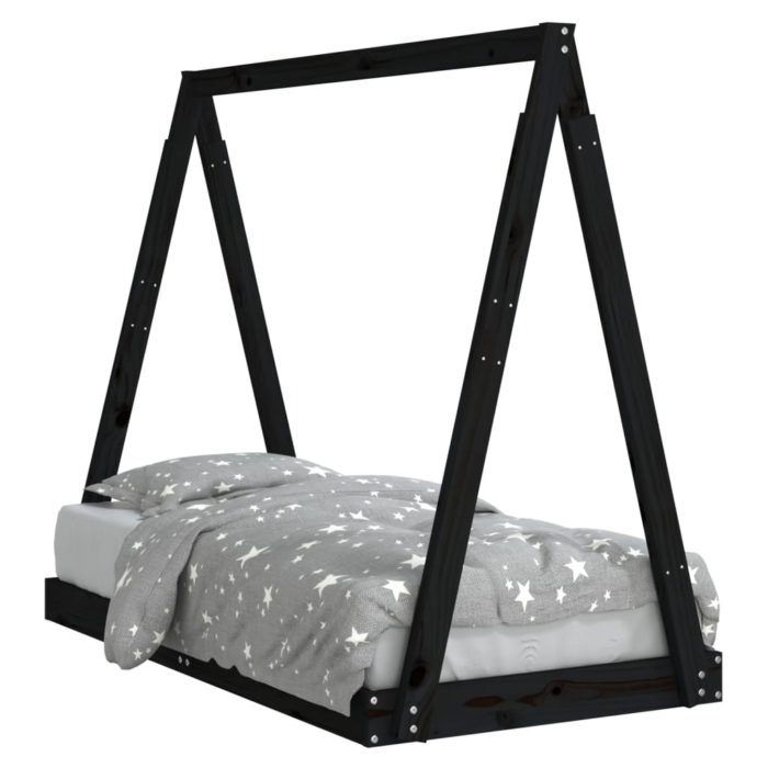 vidaXL Barnesengeramme svart 70×140 cm heltre furu