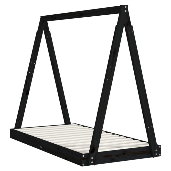 vidaXL Barnesengeramme svart 70×140 cm heltre furu