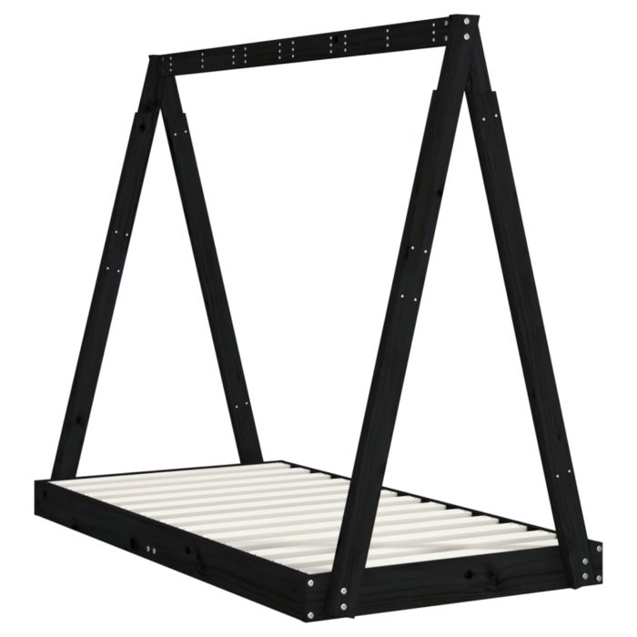 vidaXL Barnesengeramme svart 70×140 cm heltre furu