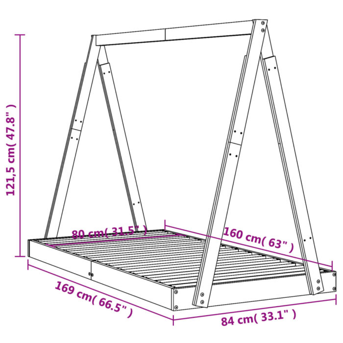 vidaXL Barnesengeramme 80×160 cm heltre furu