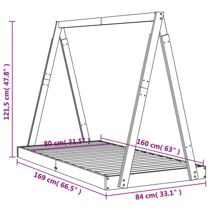 vidaXL Barnesengeramme hvit 80×160 cm heltre furu