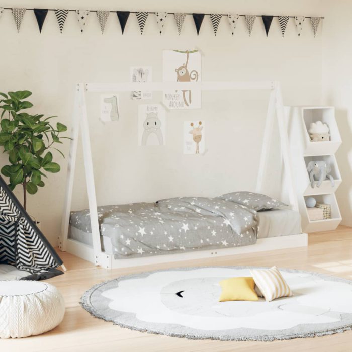 vidaXL Barnesengeramme hvit 80×160 cm heltre furu