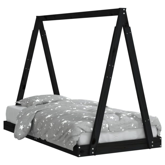 vidaXL Barnesengeramme svart 80×160 cm heltre furu