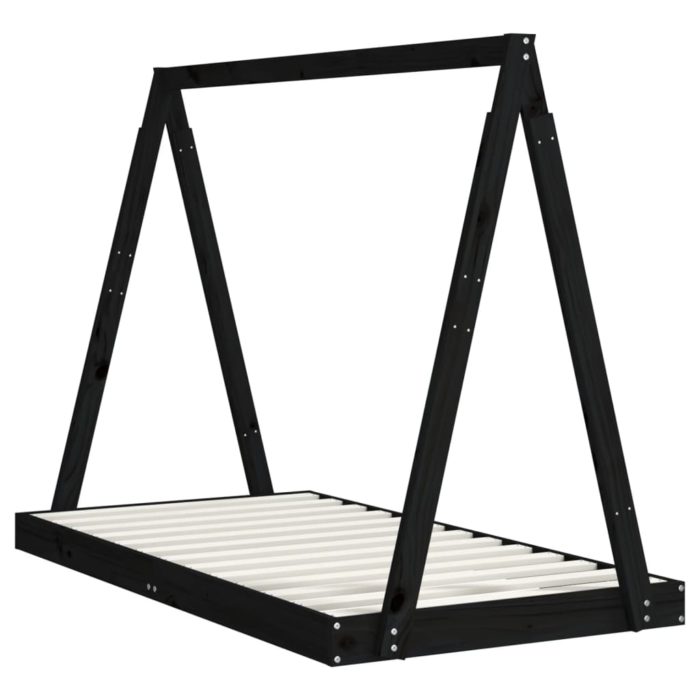 vidaXL Barnesengeramme svart 80×160 cm heltre furu