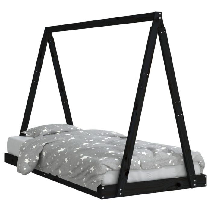 vidaXL Barnesengeramme svart 90×190 cm heltre furu
