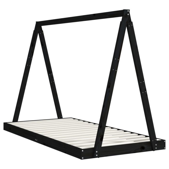 vidaXL Barnesengeramme svart 90×190 cm heltre furu