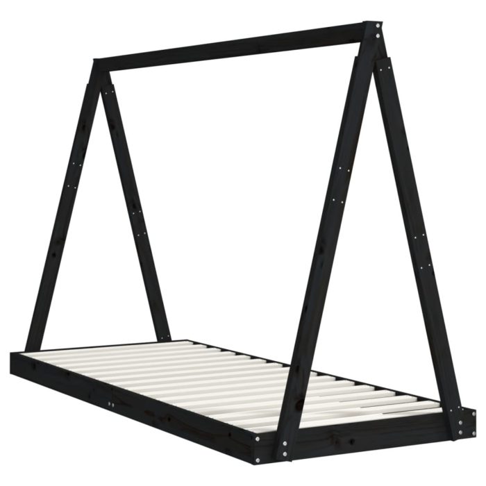 vidaXL Barnesengeramme svart 80×200 cm heltre furu