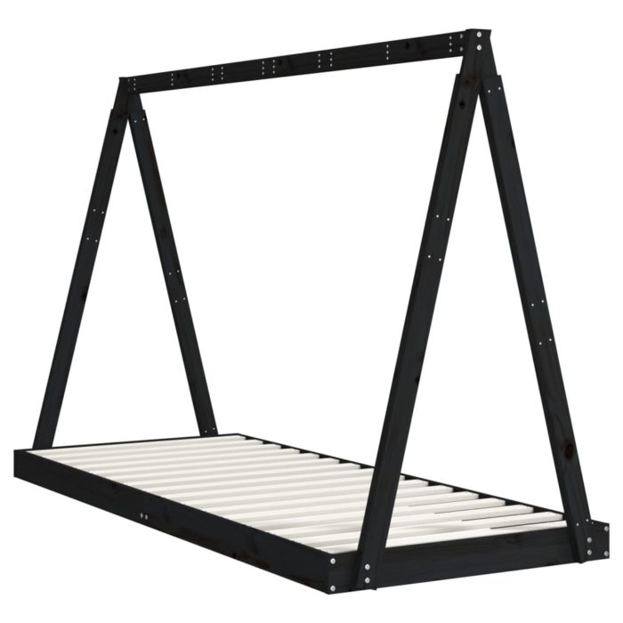vidaXL Barnesengeramme svart 80×200 cm heltre furu