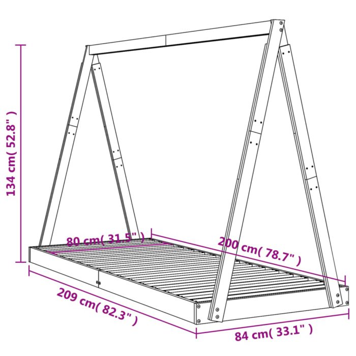 vidaXL Barnesengeramme svart 80×200 cm heltre furu