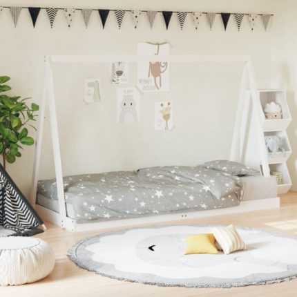 vidaXL Barnesengeramme hvit 90×200 cm heltre furu