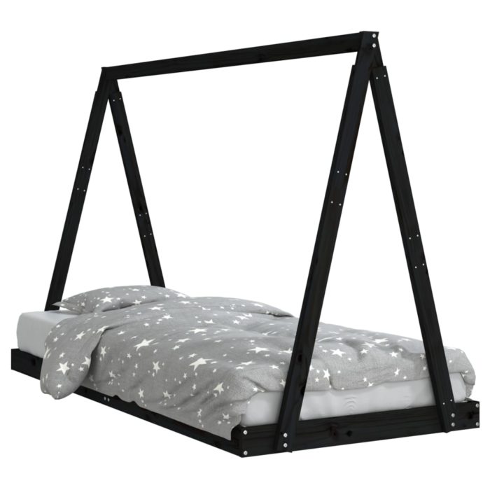 vidaXL Barnesengeramme svart 90×200 cm heltre furu
