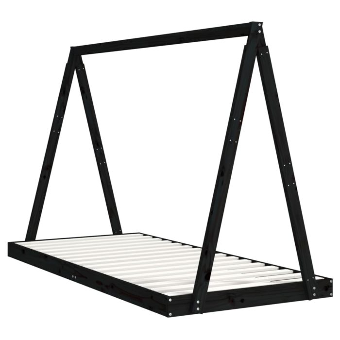 vidaXL Barnesengeramme svart 90×200 cm heltre furu