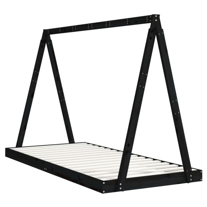 vidaXL Barnesengeramme svart 90×200 cm heltre furu