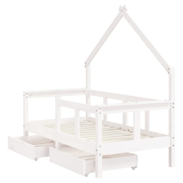 vidaXL Barnesengeramme med skuffer hvit 70×140 cm heltre furu