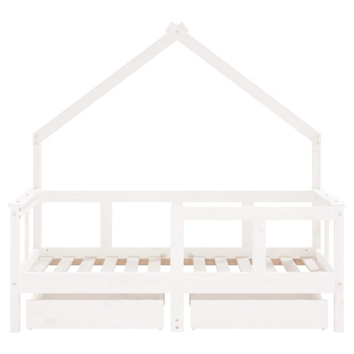 vidaXL Barnesengeramme med skuffer hvit 70×140 cm heltre furu