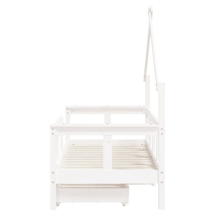 vidaXL Barnesengeramme med skuffer hvit 70×140 cm heltre furu