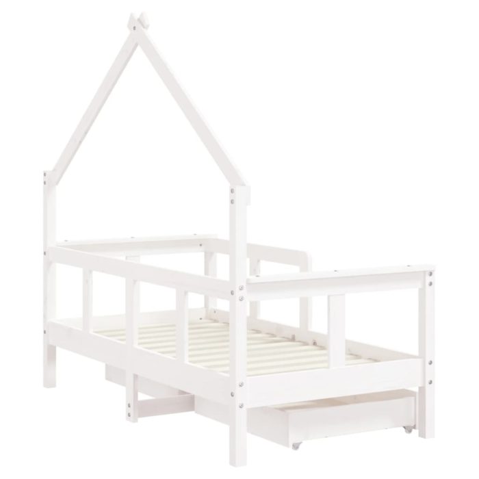 vidaXL Barnesengeramme med skuffer hvit 70×140 cm heltre furu
