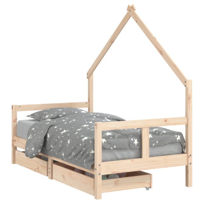 vidaXL Barnesengeramme med skuffer 80×160 cm heltre furu