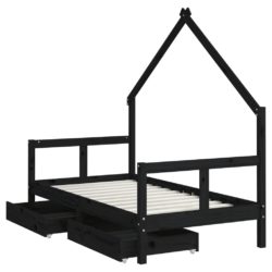 vidaXL Barnesengeramme med skuffer svart 80×160 cm heltre furu