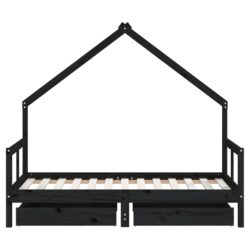 vidaXL Barnesengeramme med skuffer svart 80×160 cm heltre furu